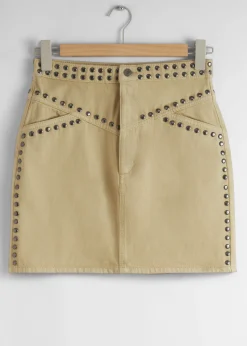 Minirock aus Denim mit Nieten