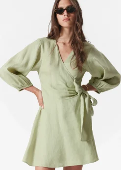 Mini-Wickelkleid aus Leinen