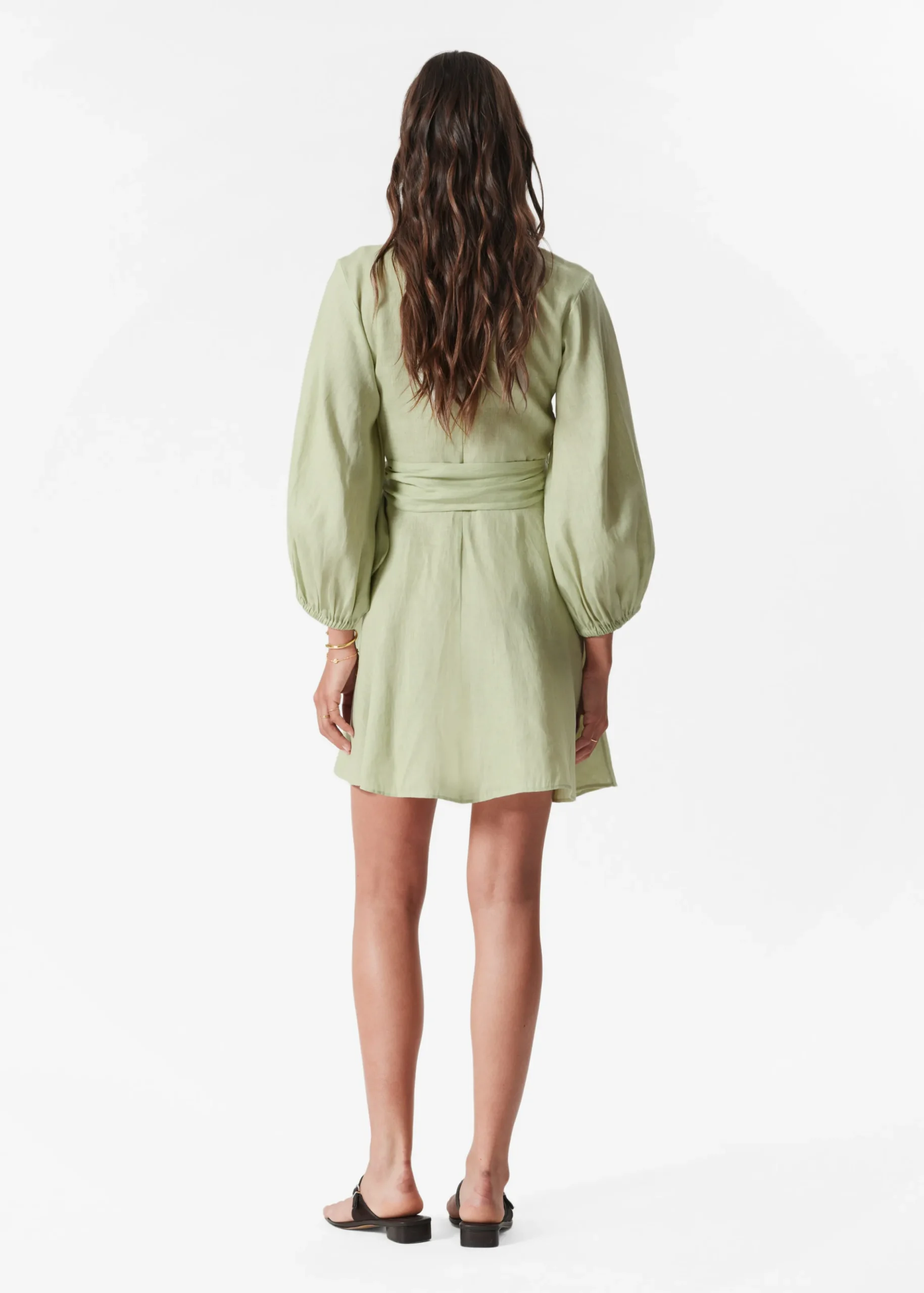 Mini-Wickelkleid aus Leinen