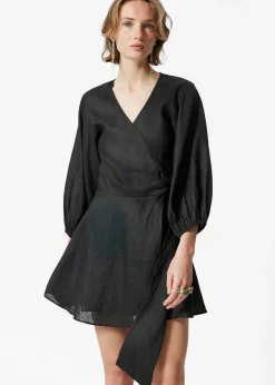 Mini-Wickelkleid aus Leinen