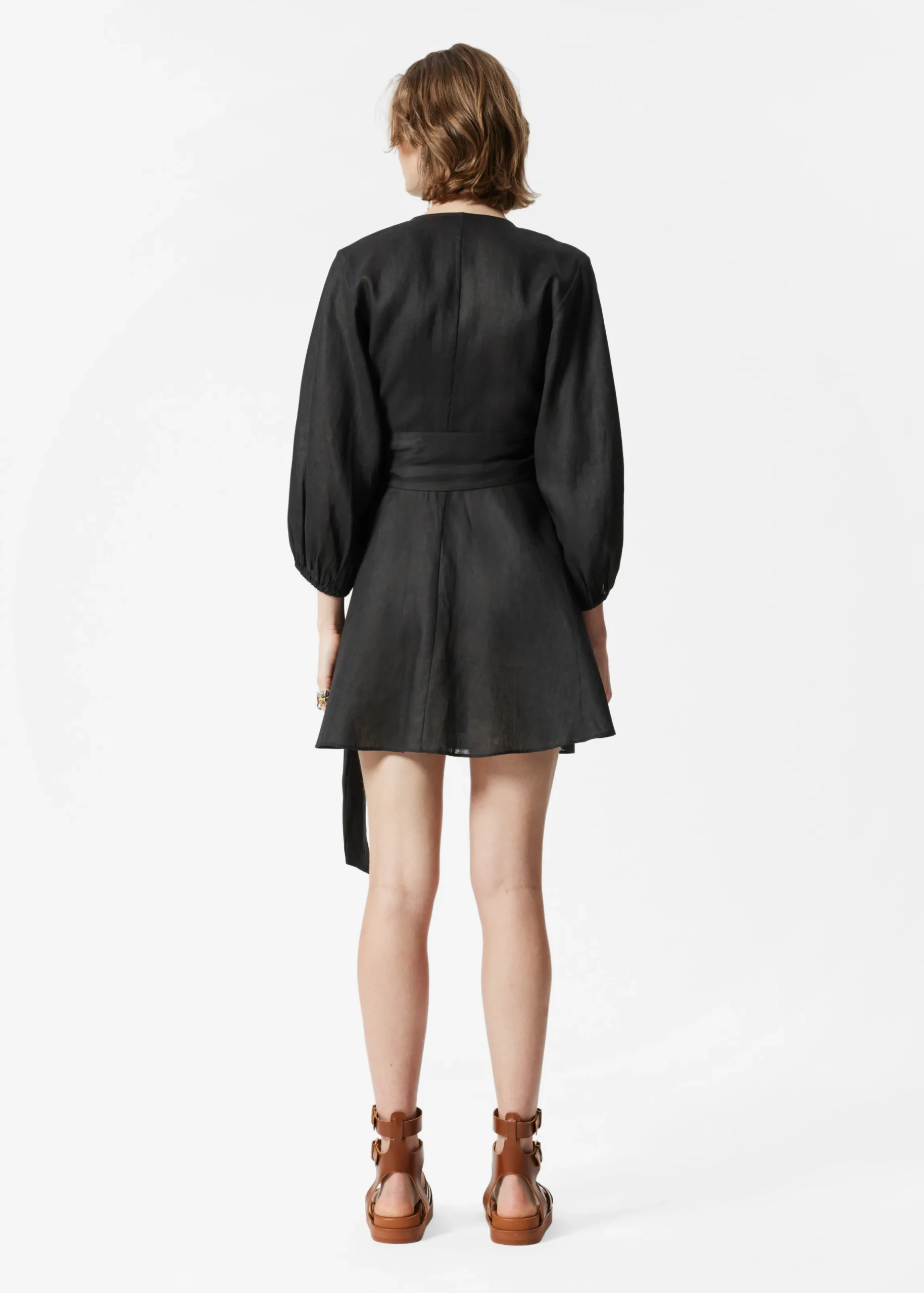 Mini-Wickelkleid aus Leinen