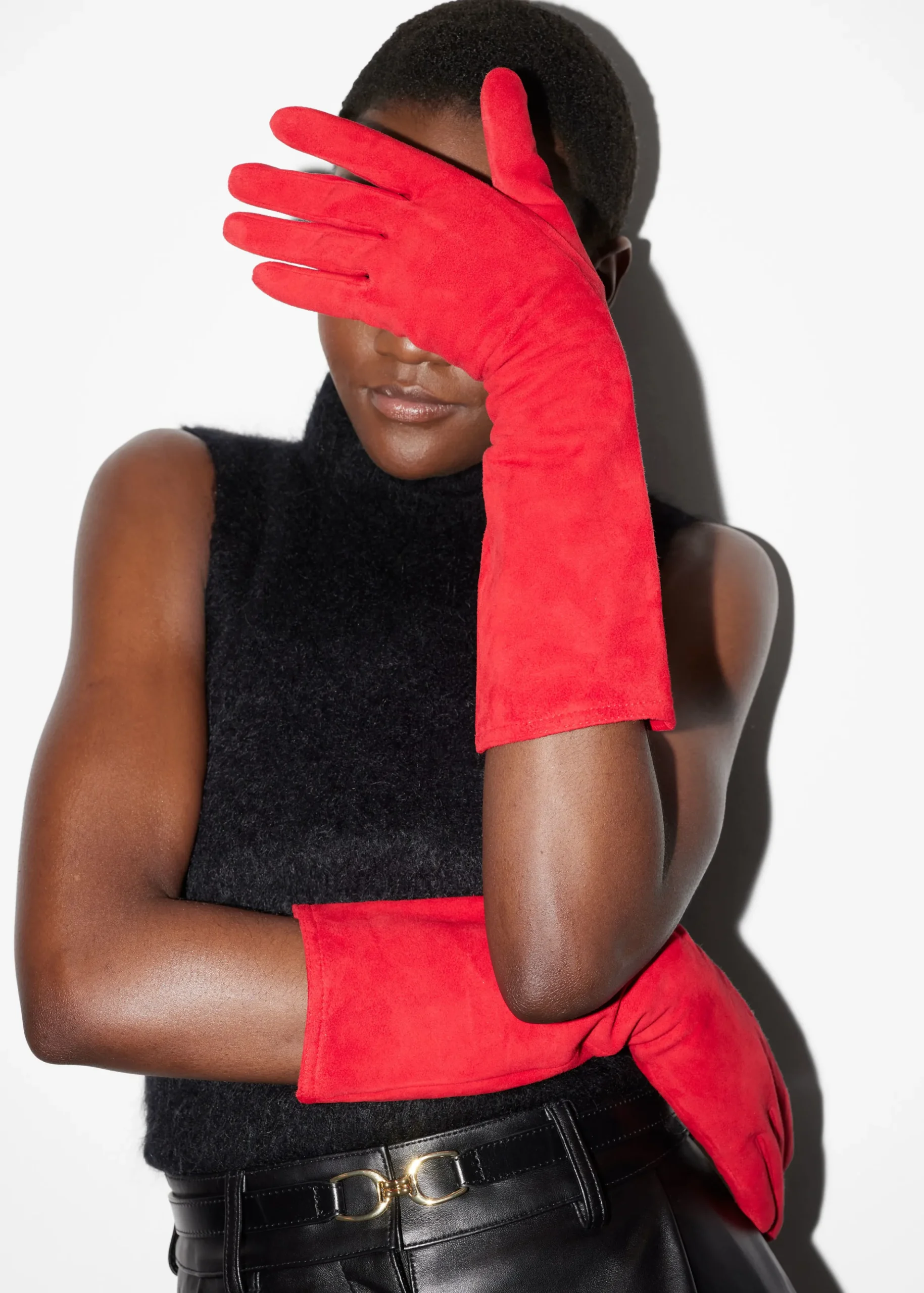 Mit Wolle gefütterte Handschuhe aus Veloursleder