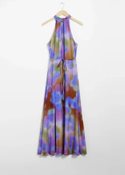 Neckholder-Maxikleid mit Print