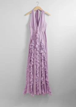 Neckholder-Midikleid mit Rüschen