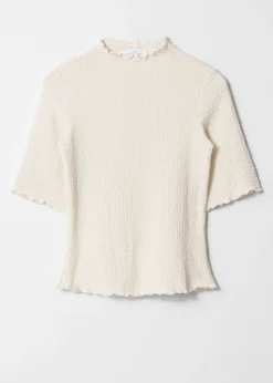 Oberteil in Knitteroptik mit Kräuselsaum