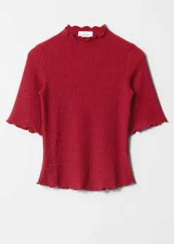 Oberteil in Knitteroptik mit Kräuselsaum