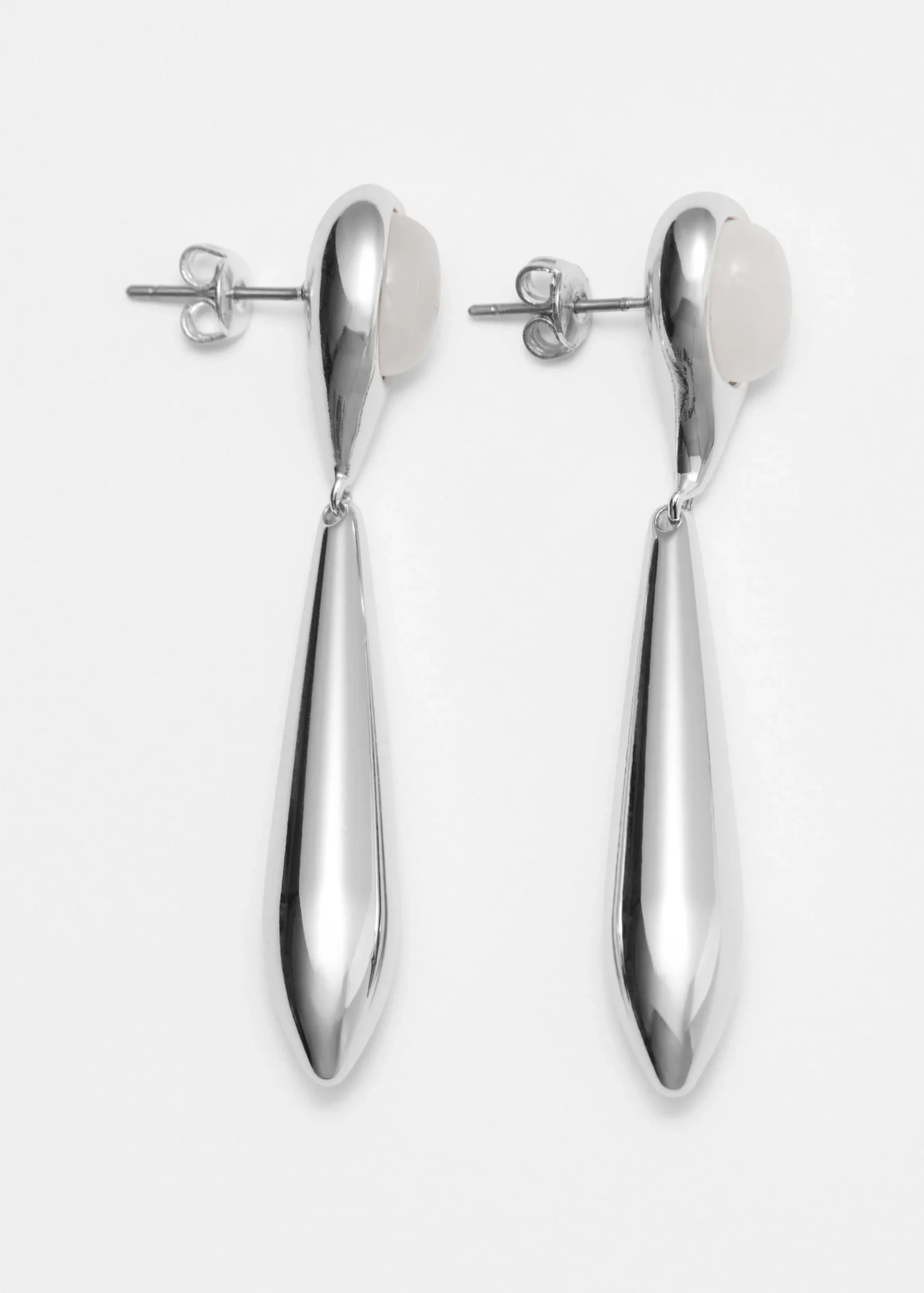 Ohrstecker mit Schmuckstein und Tropfen-Anhänger