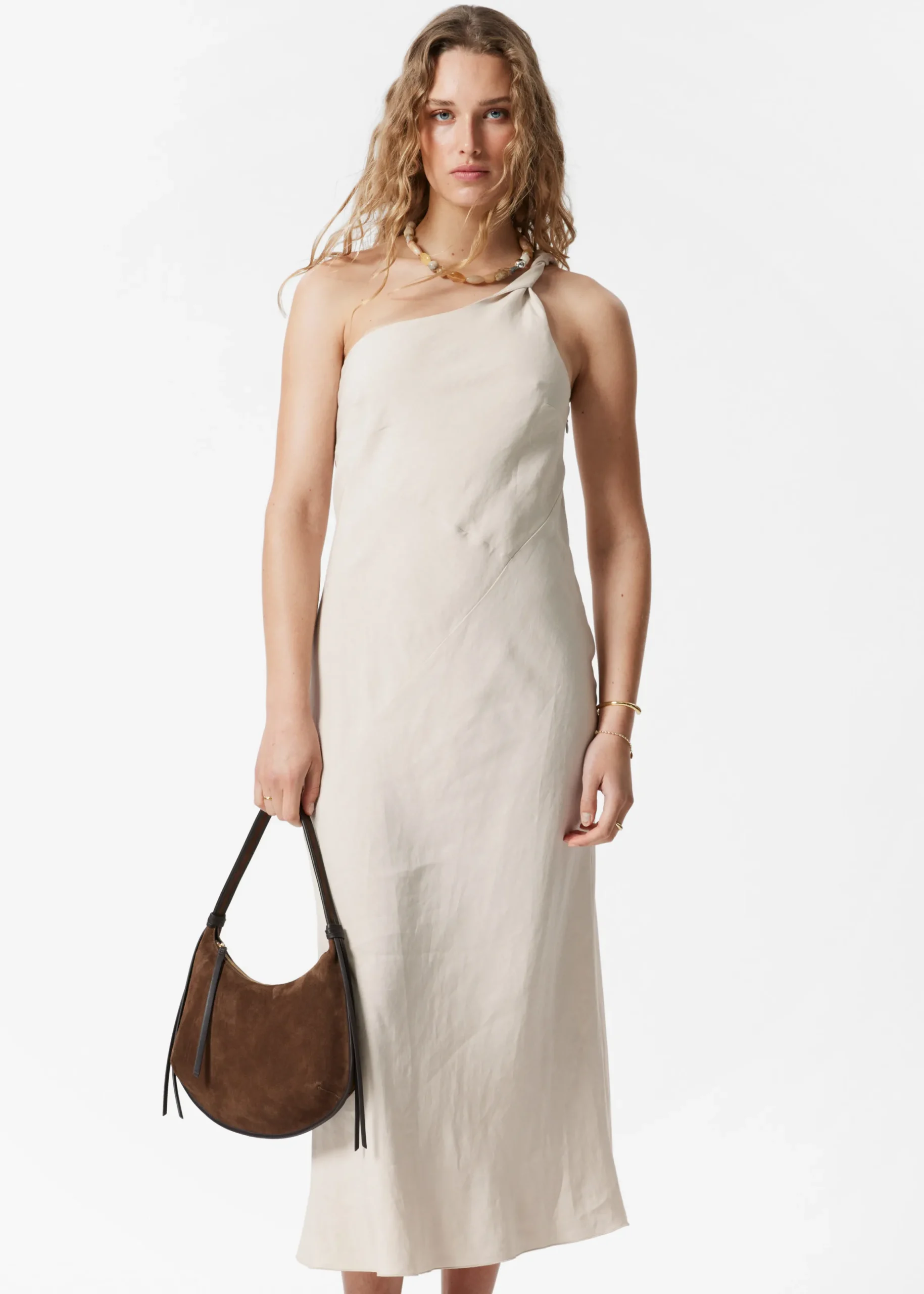 One-Shoulder-Midikleid
