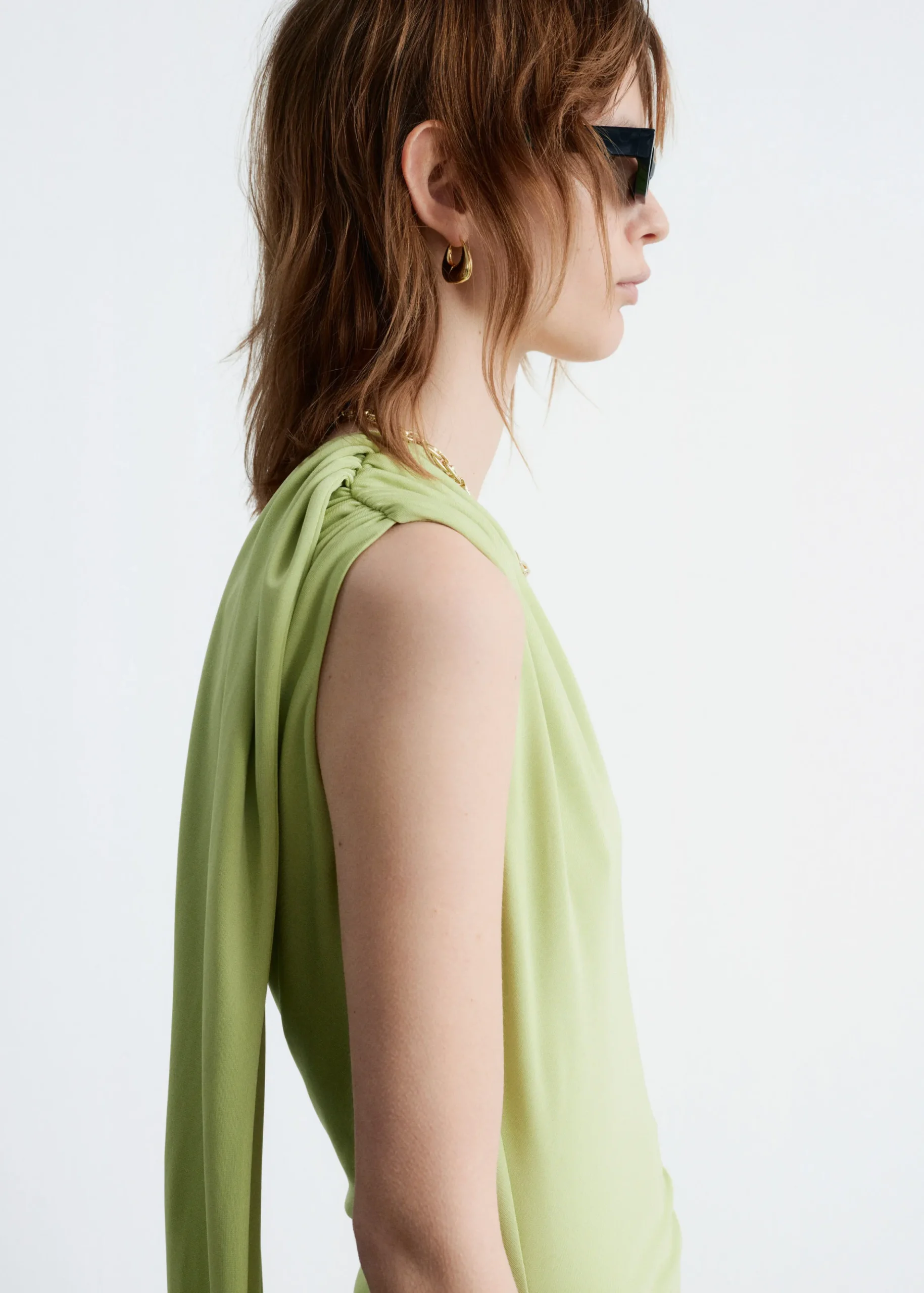One-Shoulder-Midikleid mit Schal