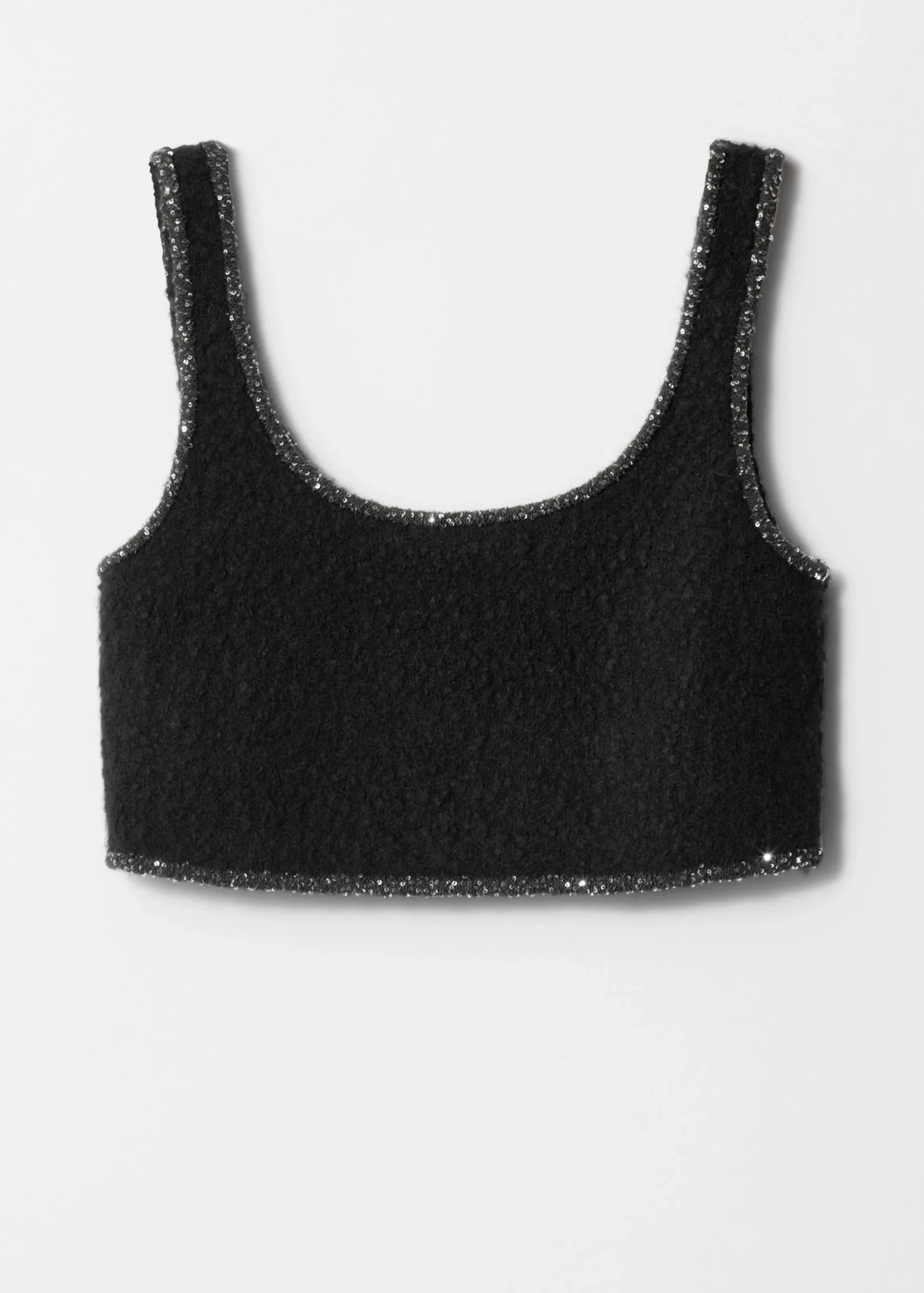 Paillettenbesetztes Bralette-Oberteil aus Bouclé