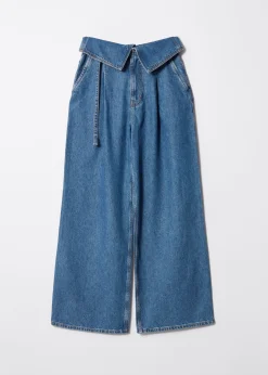 Paperbag-Jeans mit weitem Bein