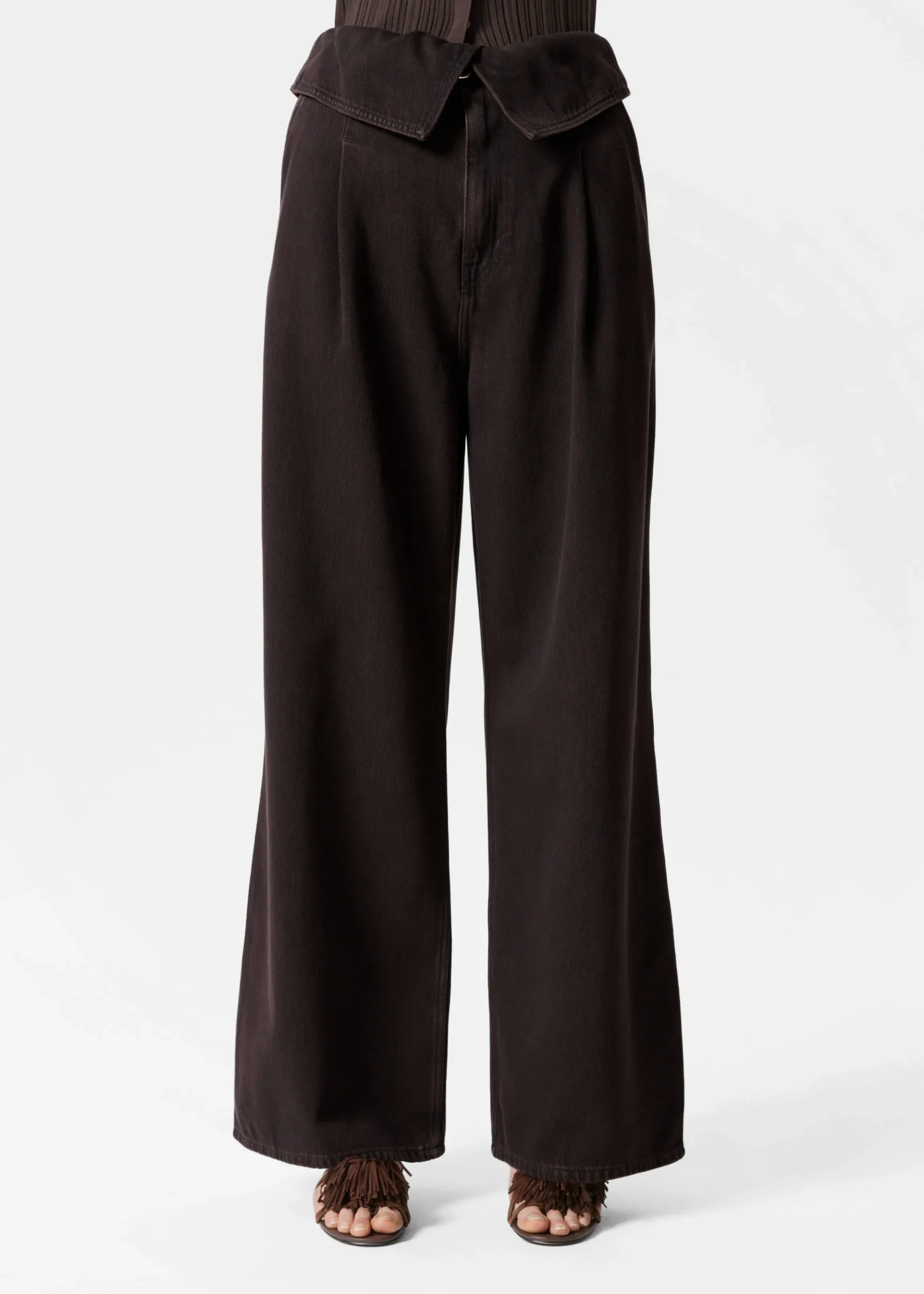 Paperbag-Jeans mit weitem Bein