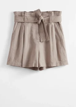 Paperbag-Shorts aus Leinen-Mix
