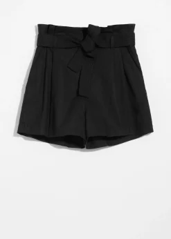 Paperbag-Shorts aus Leinen-Mix