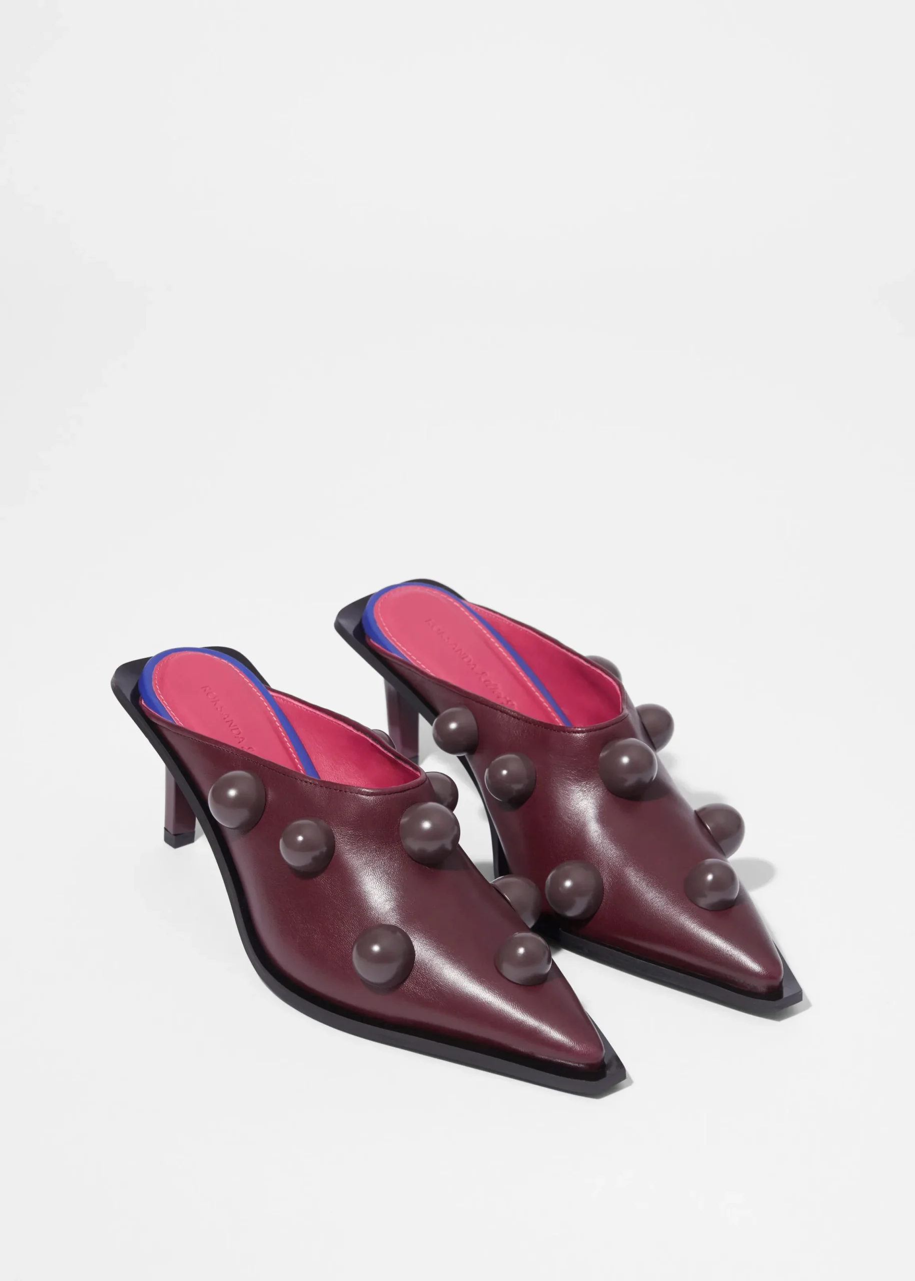 Perlenbesetzte Leder-Mules