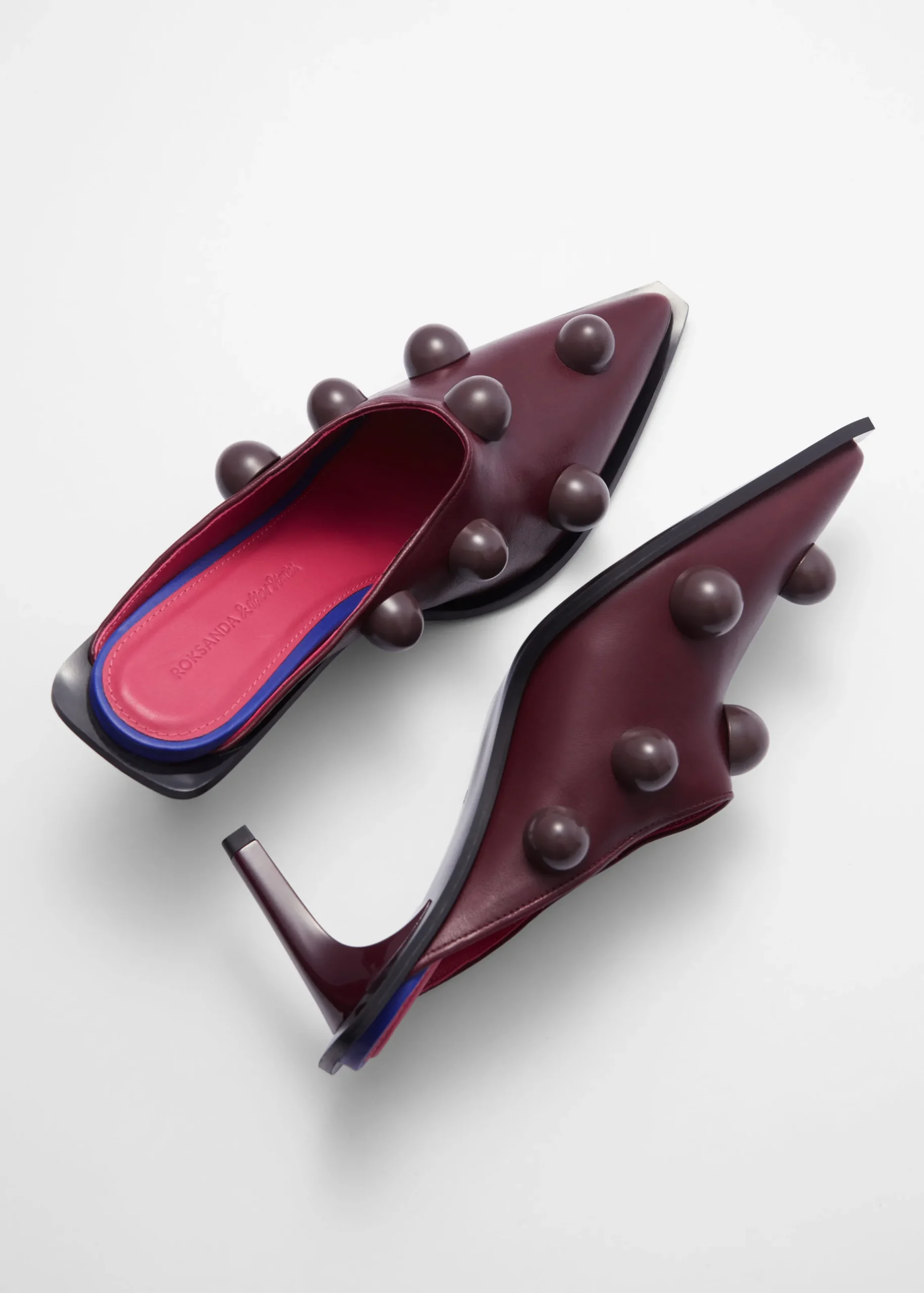 Perlenbesetzte Leder-Mules
