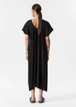 Plissiertes Midikleid mit Dolman-Ärmeln