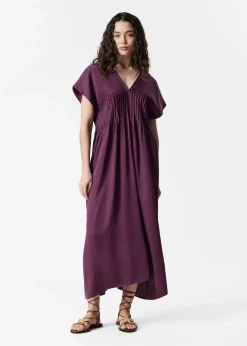 Plissiertes Midikleid mit Dolman-Ärmeln