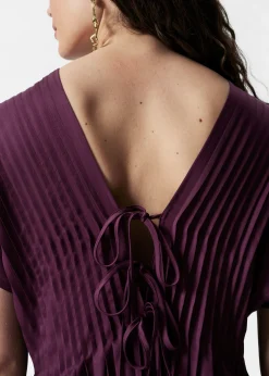 Plissiertes Midikleid mit Dolman-Ärmeln