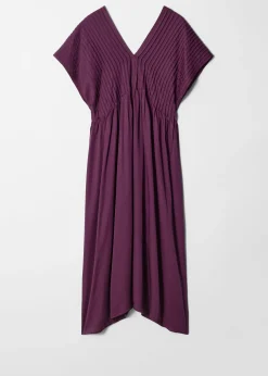 Plissiertes Midikleid mit Dolman-Ärmeln