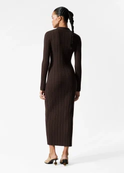 Rippstrick-Maxikleid aus Wolle