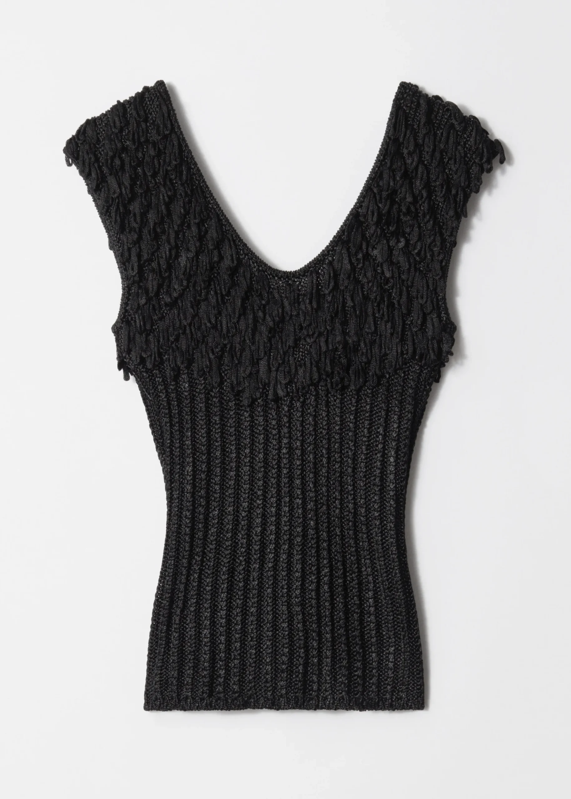 Rippstrickoberteil mit Fransen