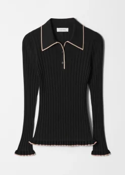 Rippstrick-Poloshirt