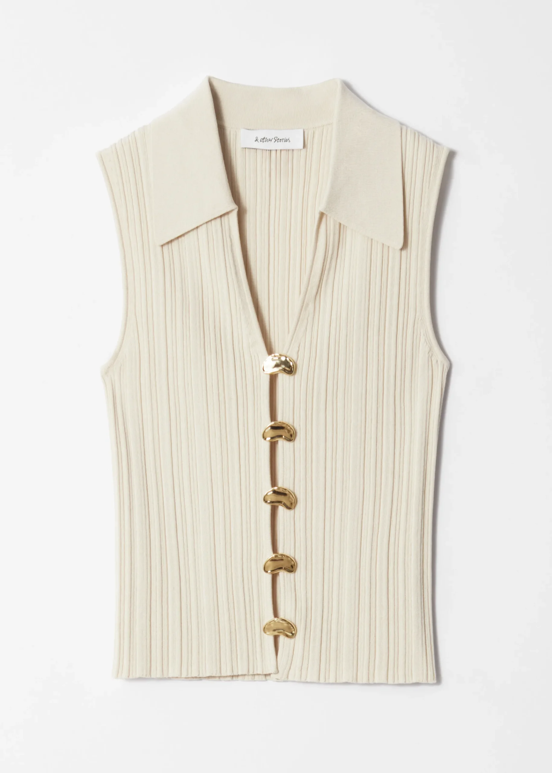 Rippstrick-Tanktop mit Kragen