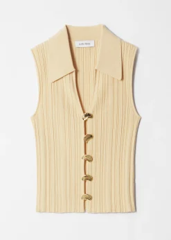 Rippstrick-Tanktop mit Kragen