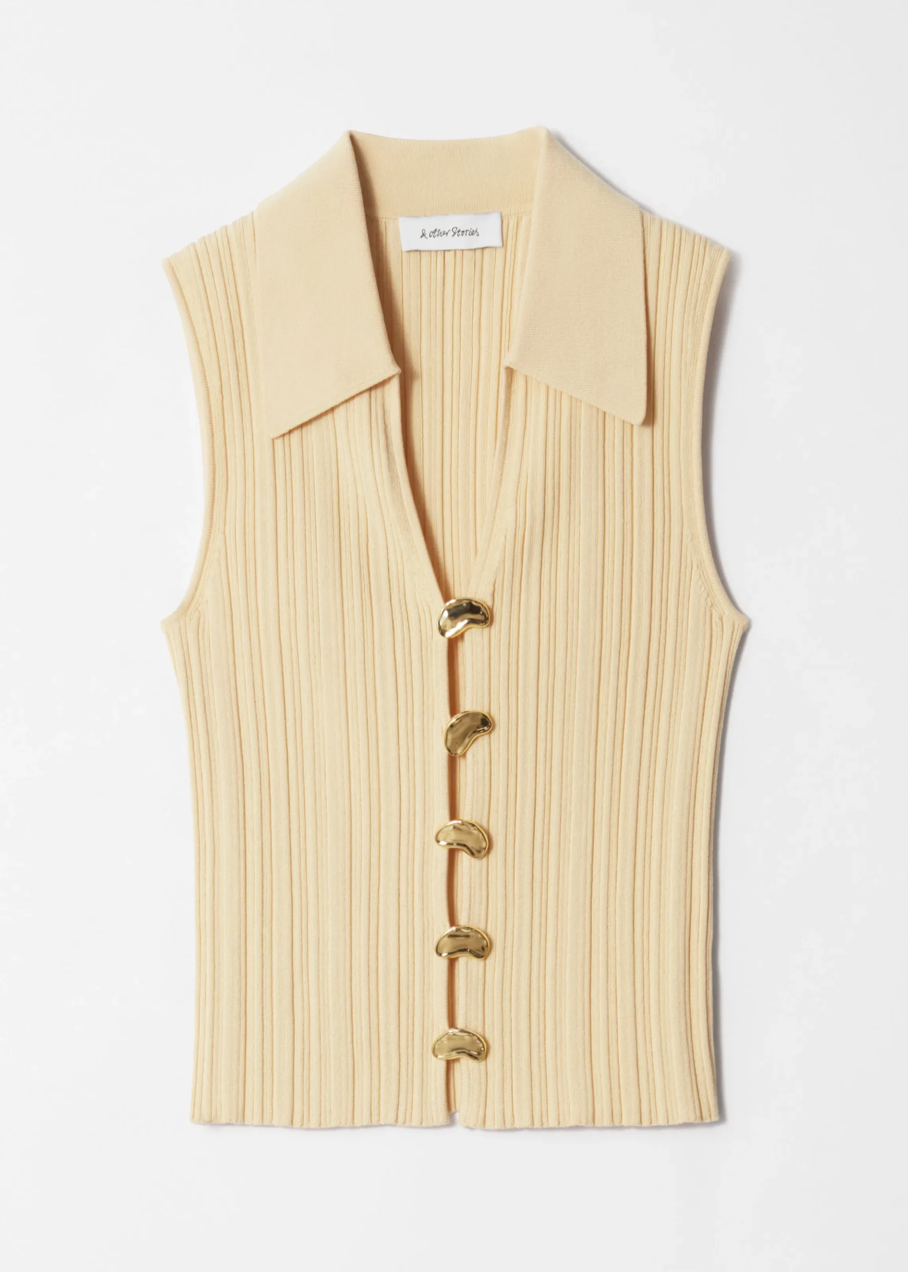 Rippstrick-Tanktop mit Kragen