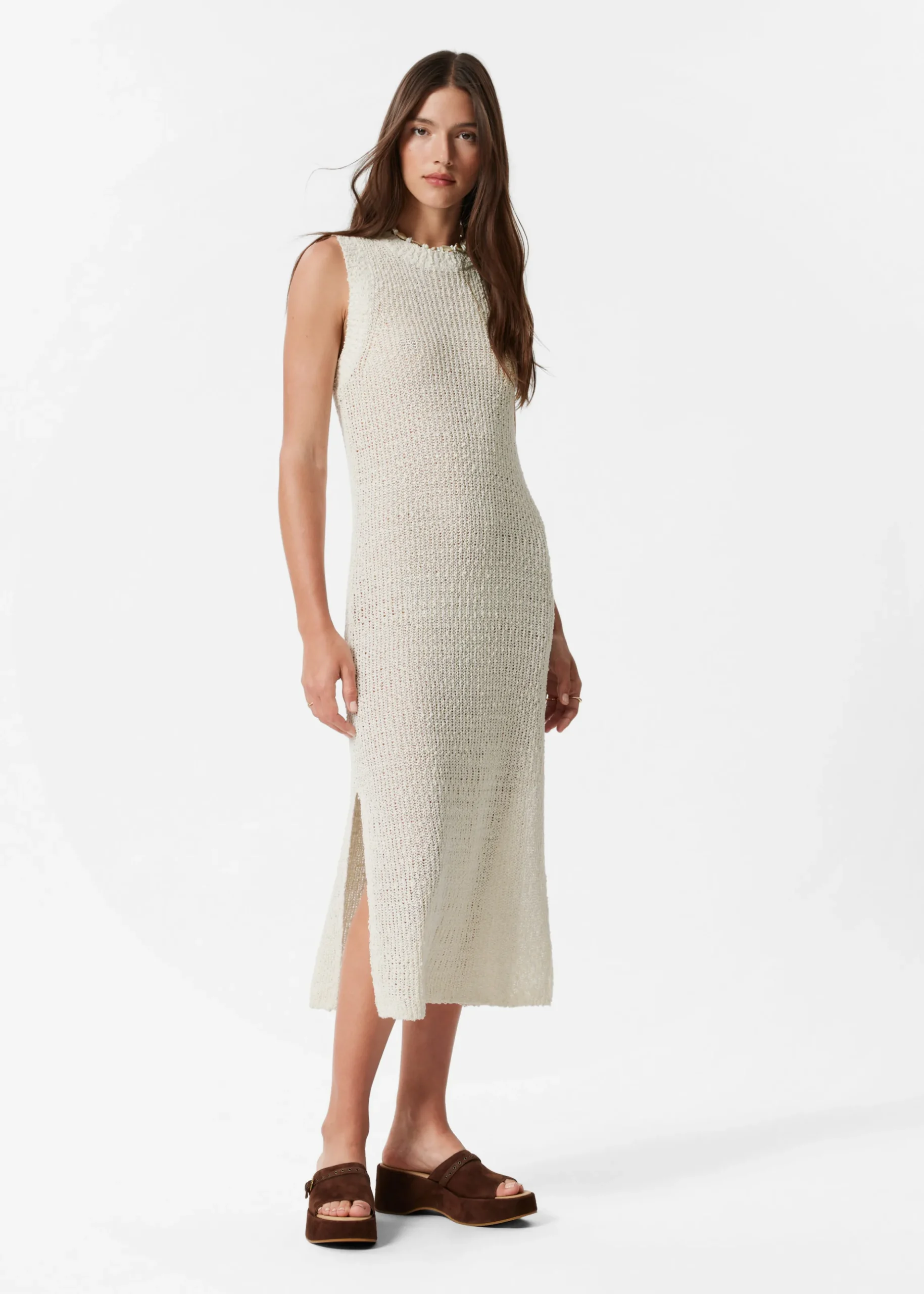 Ärmelloses Midikleid aus Seidenmischung