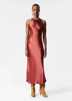 Ärmelloses Midikleid aus Satin