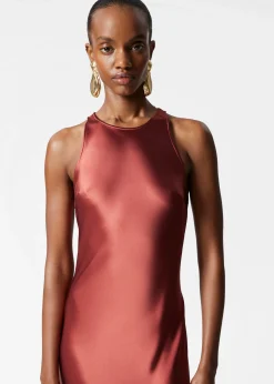 Ärmelloses Midikleid aus Satin