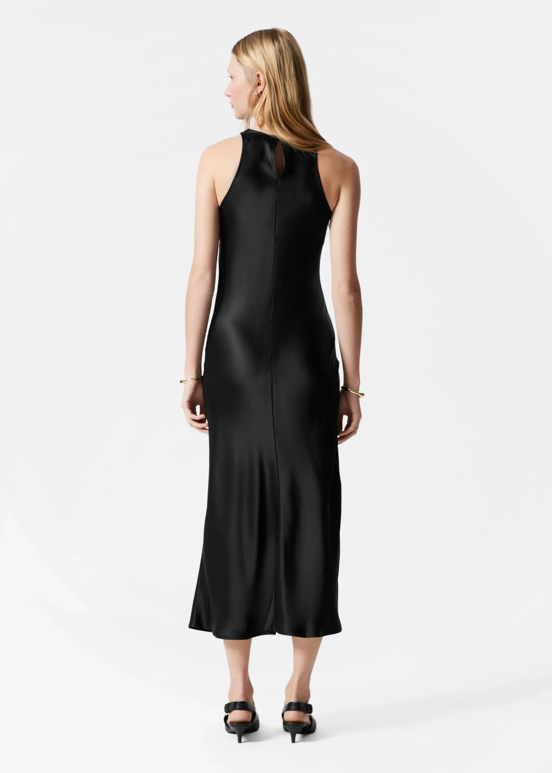 Ärmelloses Midikleid aus Satin