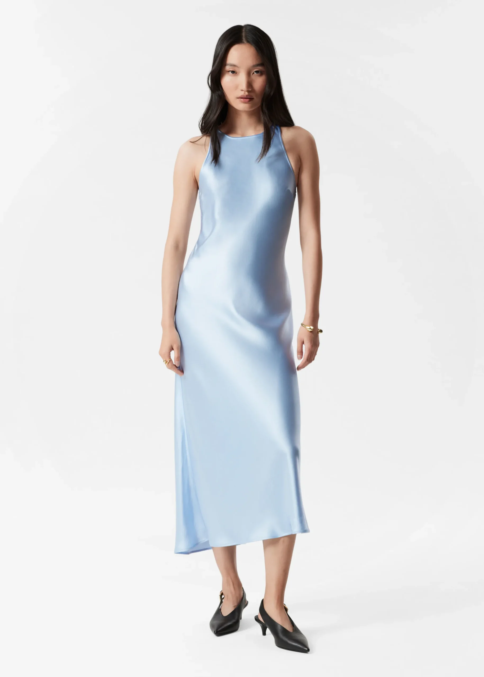 Ärmelloses Midikleid aus Satin