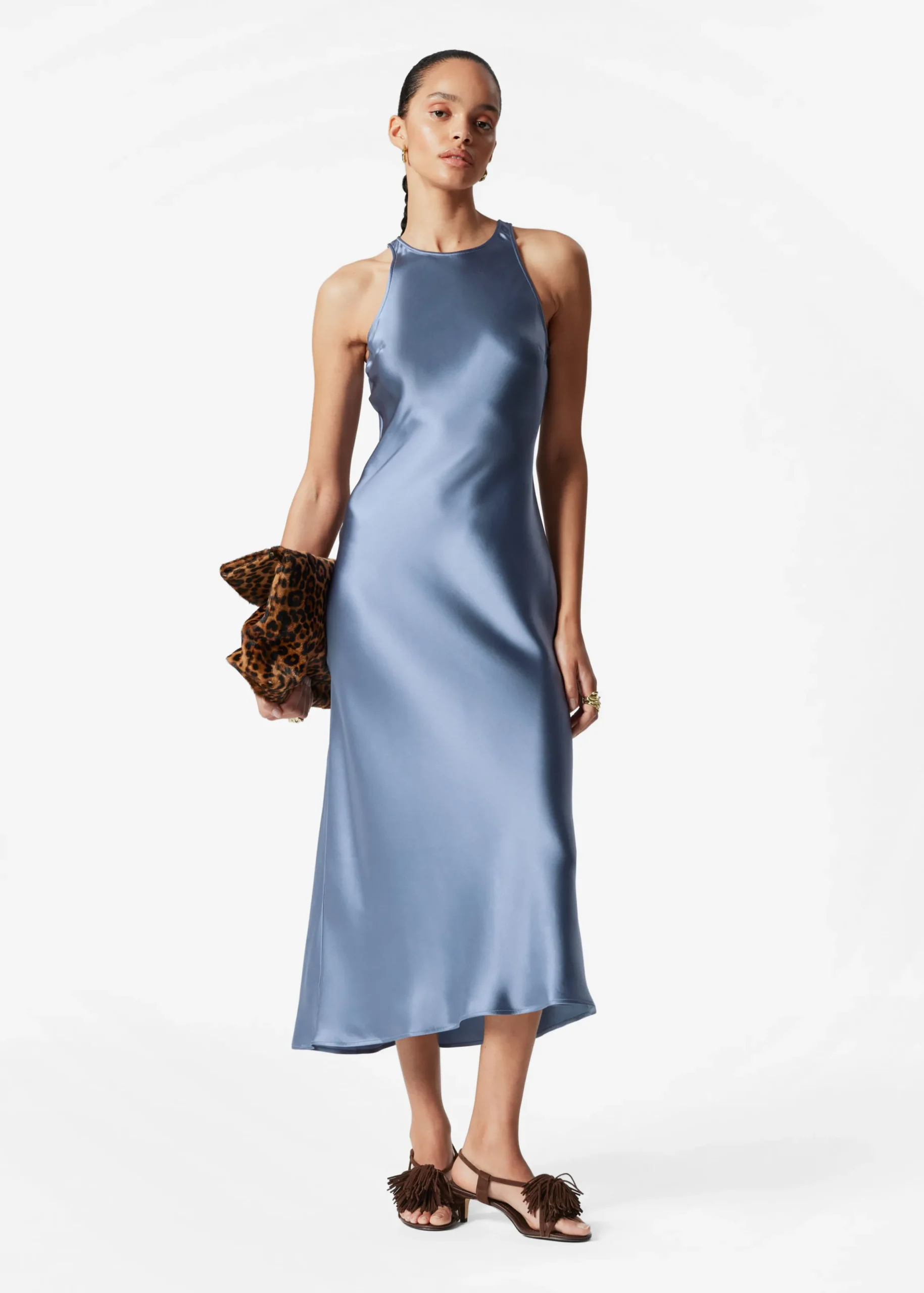 Ärmelloses Midikleid aus Satin