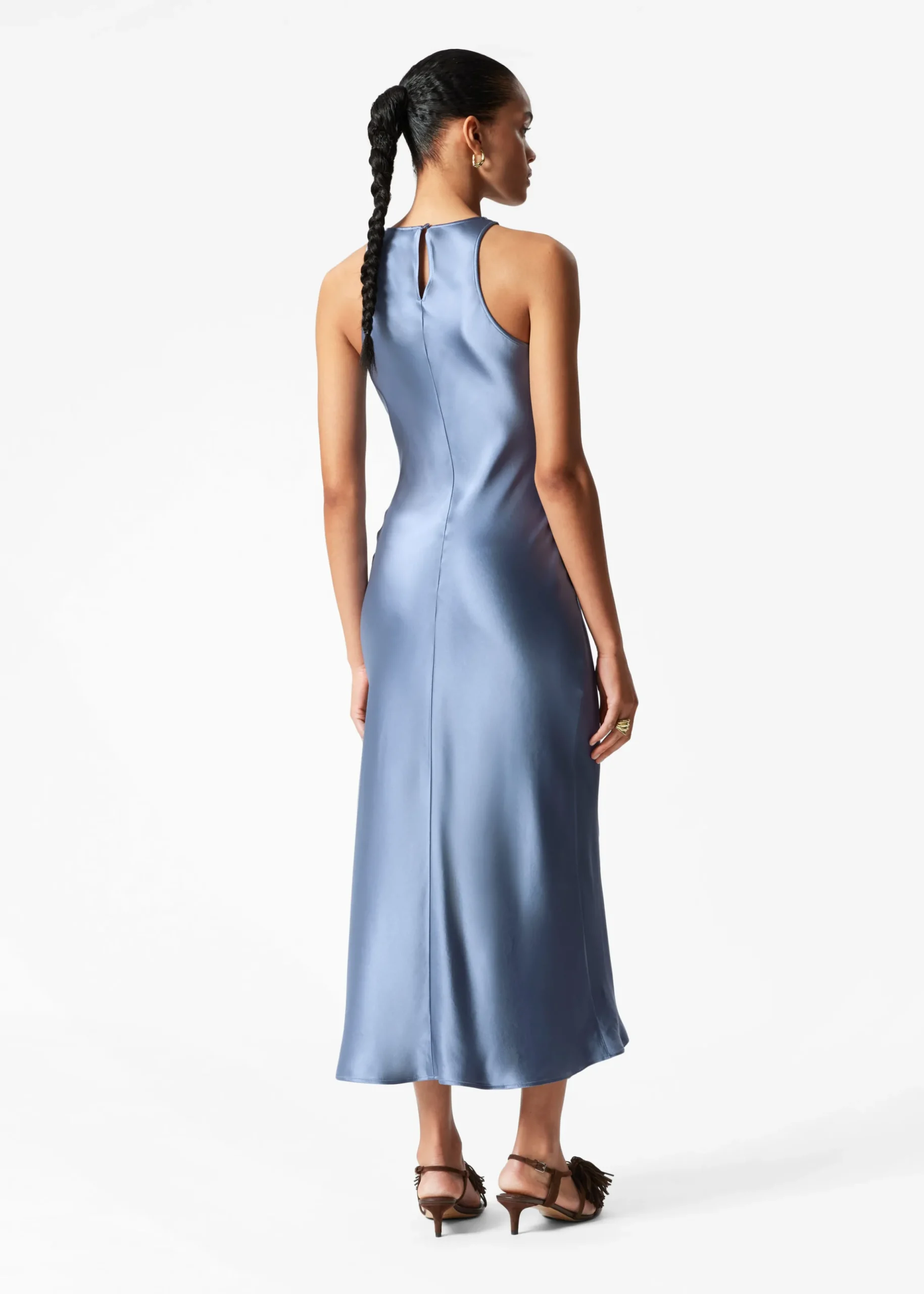 Ärmelloses Midikleid aus Satin
