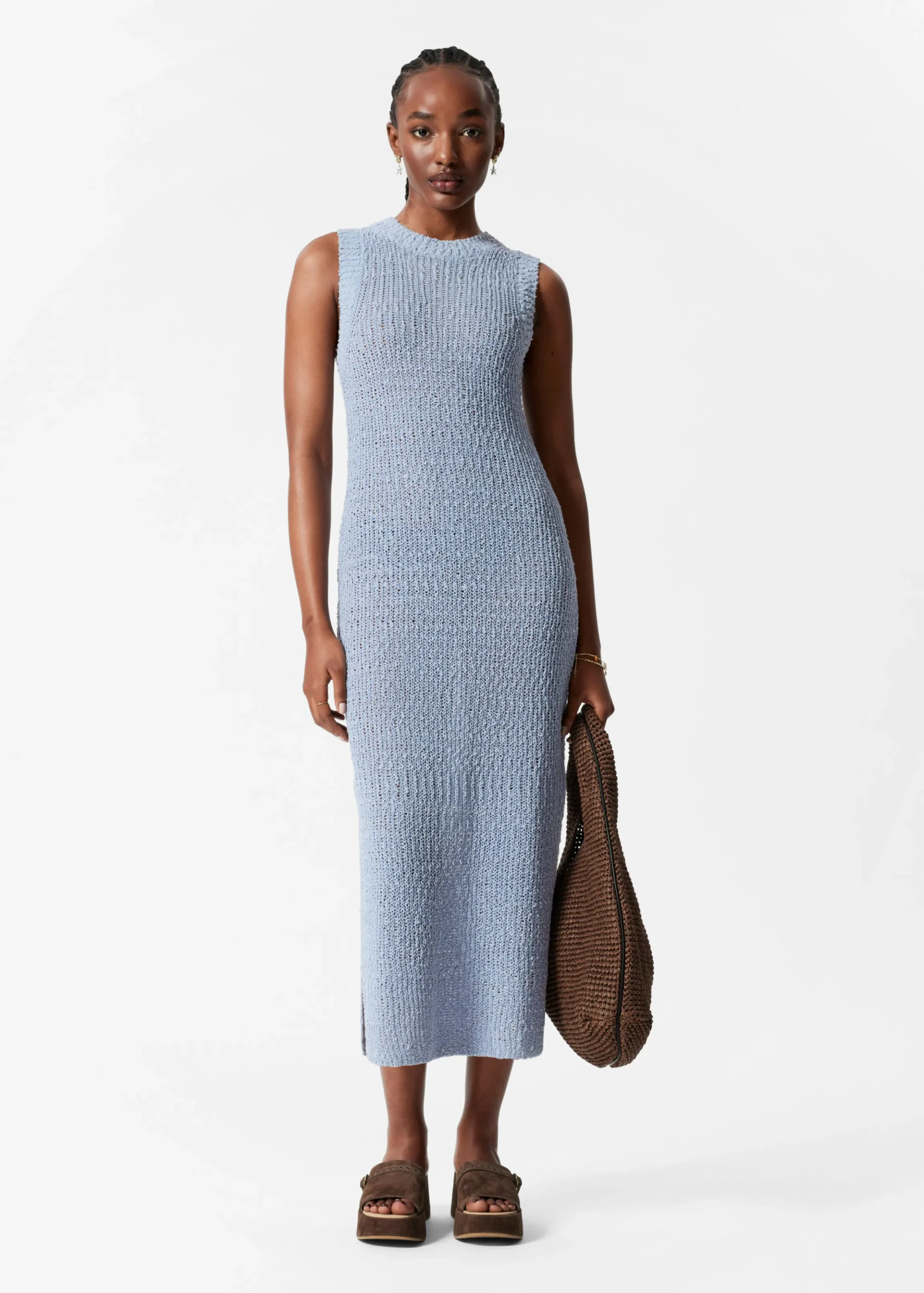 Ärmelloses Midikleid aus Seidenmischung