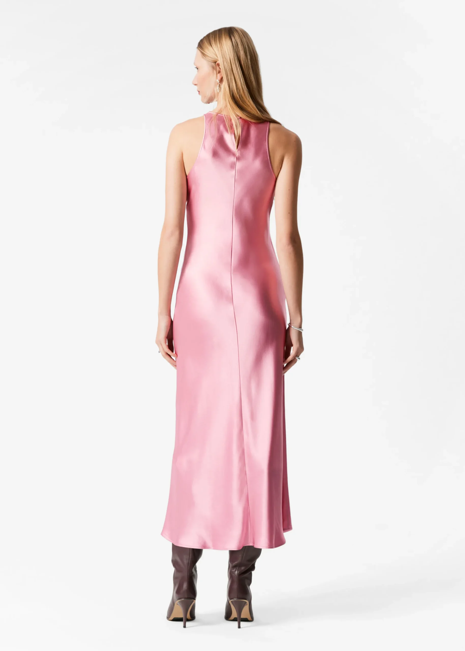 Ärmelloses Midikleid aus Satin
