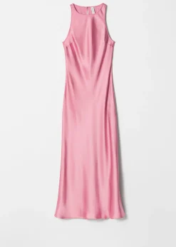 Ärmelloses Midikleid aus Satin