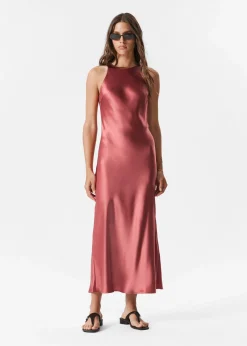 Ärmelloses Midikleid aus Satin