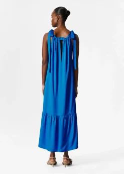 Ärmelloses Midikleid mit Raffungen