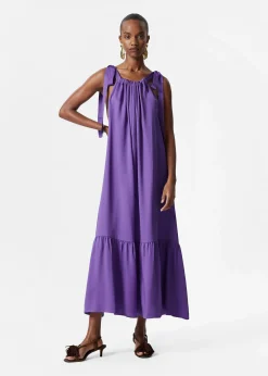 Ärmelloses Midikleid mit Raffungen