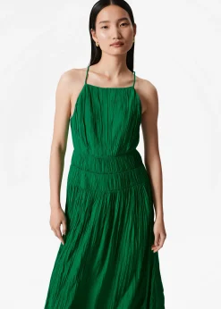 Ärmelloses Midikleid mit Raffungen