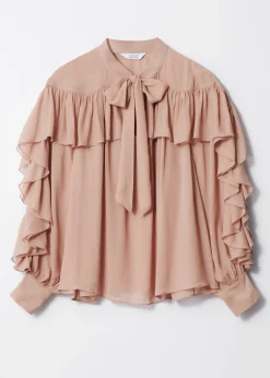 Rüschenbluse mit Schleife