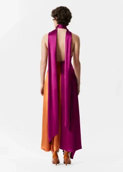 Satin-Maxikleid mit Schal