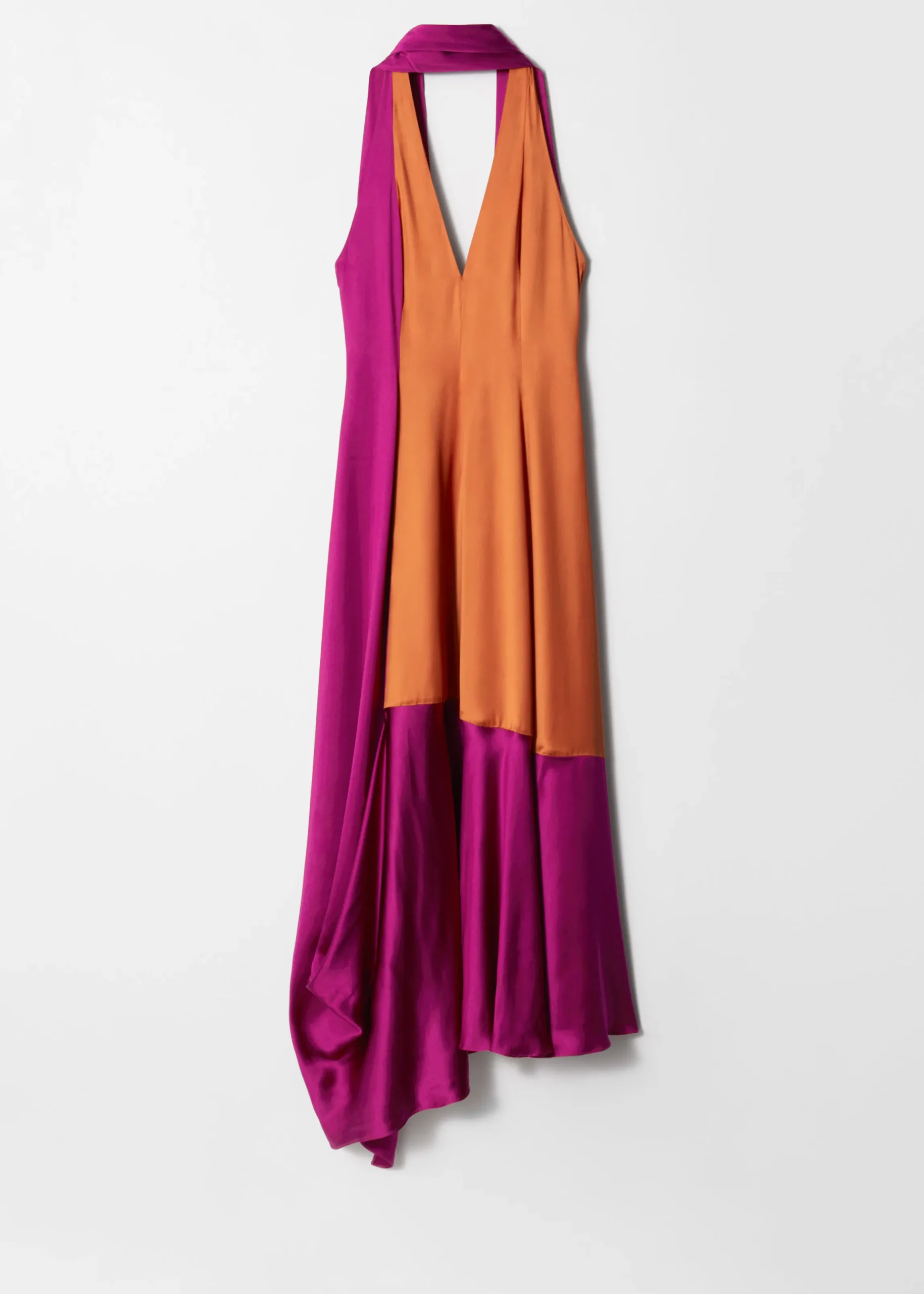 Satin-Maxikleid mit Schal