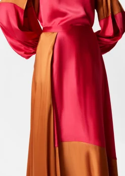 Satin-Midirock im Colour-Block-Design