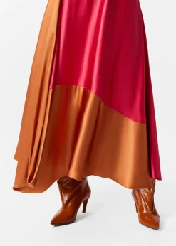 Satin-Midirock im Colour-Block-Design