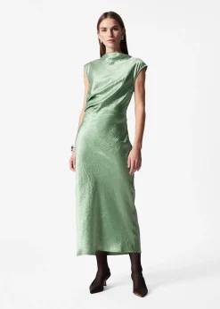 Schräg geschnittenes Midikleid aus Satin